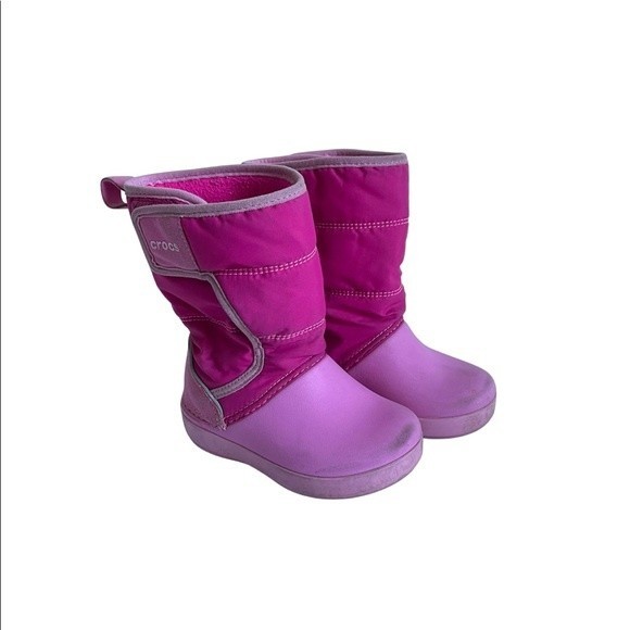 Crocs Lodgepoint Winter Snow Boots Pink Toddler Girls Size 7